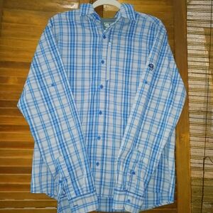Mountain Hardwear Light Blue Plaid Button Down Shirt